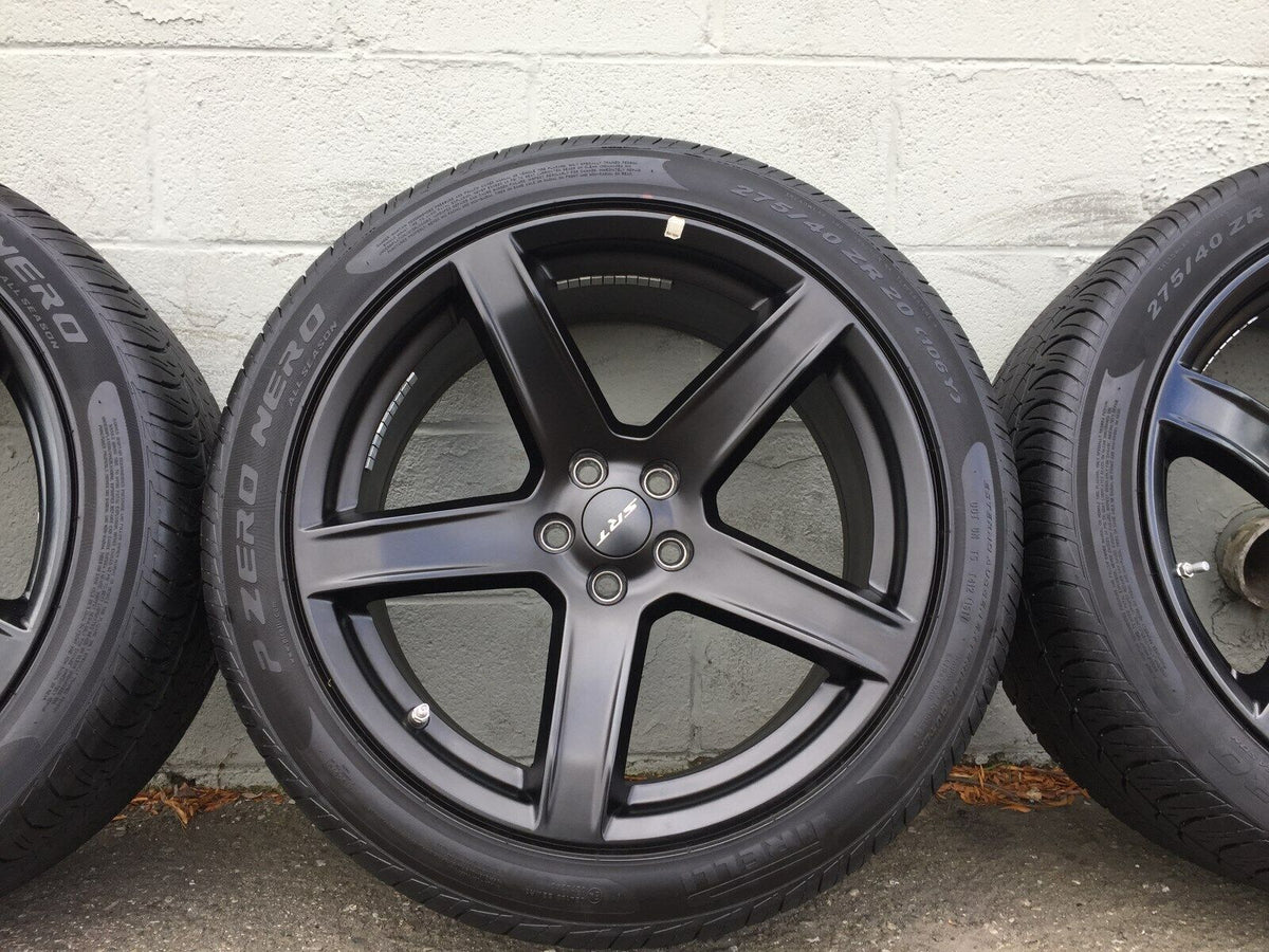 20” SRT Hellcat OEM 5-Spoke Wheels & Tires – Matte Black
